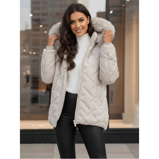 Women's light grey hooded winter jacket Levi Women's jackets
