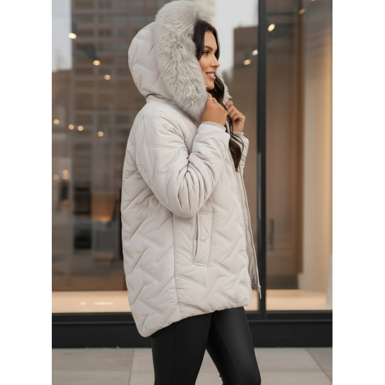 Women's light grey hooded winter jacket Levi Women's jackets