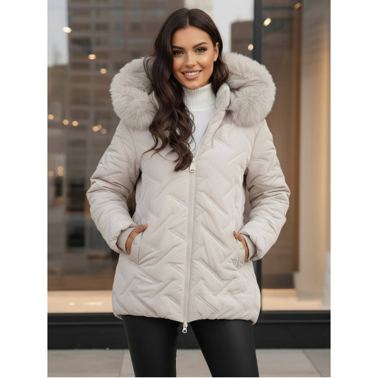 Women's light grey hooded winter jacket Levi Women's jackets