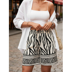 Sieviešu melni/baltie šorti „Zebra“