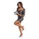 Women's dark grey shiny dress Twist