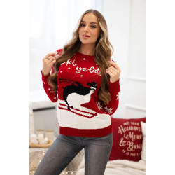 Sieviešu sarkans Ziemassvētku džemperis Slēpes