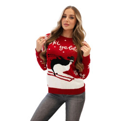 Sieviešu sarkans Ziemassvētku džemperis Slēpes