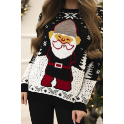 Sieviešu melns Ziemassvētku džemperis Santa