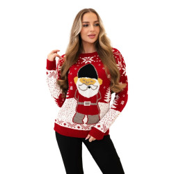Sieviešu sarkans Ziemassvētku džemperis Santa
