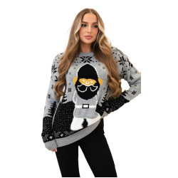 Sieviešu pelēks Ziemassvētku džemperis Santa