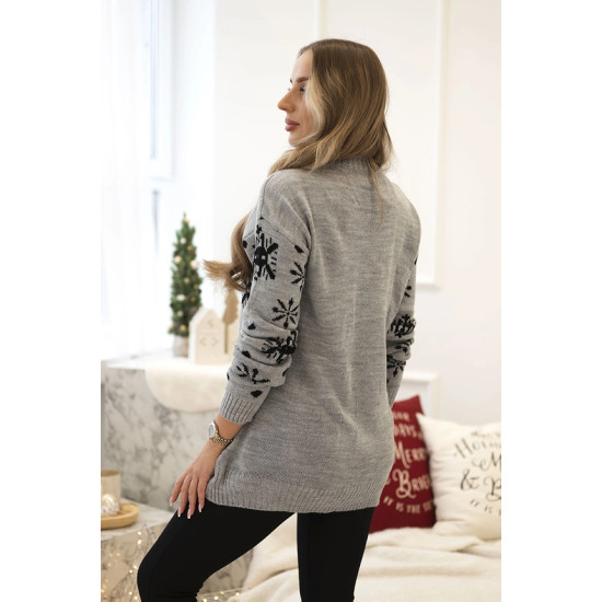 Sieviešu pelēks Ziemassvētku džemperis Sniegavīrs