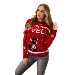 Sieviešu sarkans Ziemassvētku džemperis Vel