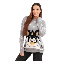 Sieviešu pelēks Ziemassvētku džemperis ar briežu briedi