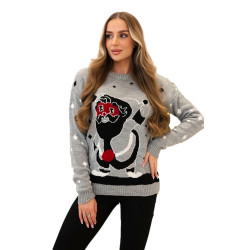 Sieviešu pelēks Ziemassvētku džemperis Santa Claus