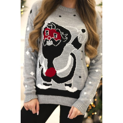 Sieviešu pelēks Ziemassvētku džemperis Santa Claus