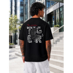Vīriešu melni oversize T-krekli Hidden