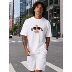 Vīriešu balti oversize T-krekli „Stay hidden“