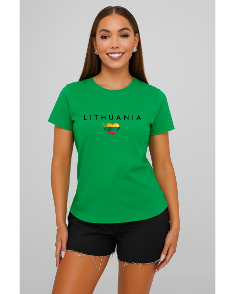 Sieviešu zaļā T-krekls „Lithuania“ (melns)