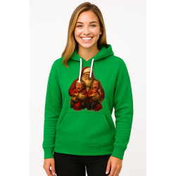 Zaļš džemperis ar kapuci Santa Klauss ar bērniem