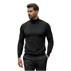 Vīriešu melns džemperis ar augstu apkakli Lenox