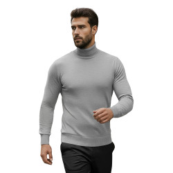 Vīriešu pelēks džemperis ar augstu apkakli Lenox