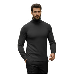 Vīriešu tumši pelēks džemperis ar augstu apkakli Lenox