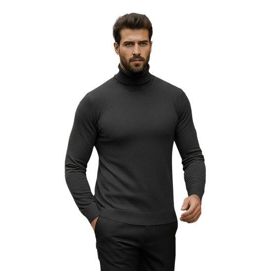 Vīriešu tumši pelēks džemperis ar augstu apkakli Lenox Džemperi