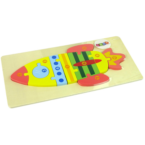 Set of Wooden Jigsaw Puzzles Rocket Numbers