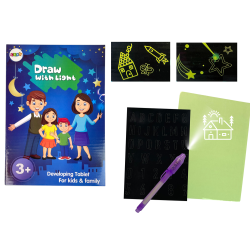 Burvju zīmēšanas planšetdators ar gaismas grafikas burtiem 