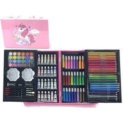 Liels mākslas darbu komplekts čemodānā, 145 gabali Vienradzis