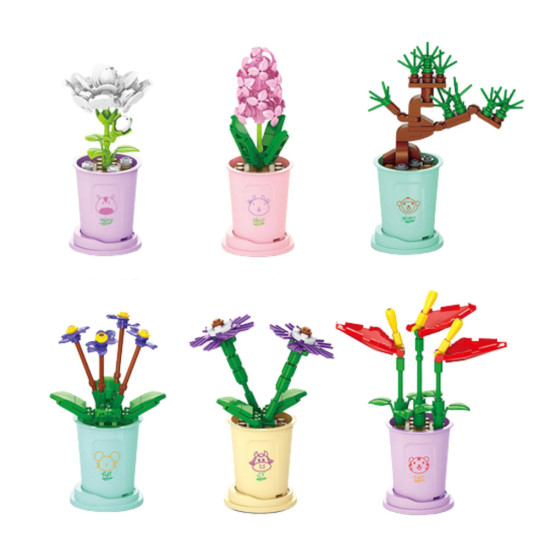 Building Blocks Single Flower in Pot 36-60 pcs.