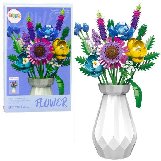 Construction Blocks Bouquet of Flowers in a White Vase 543 pcs.