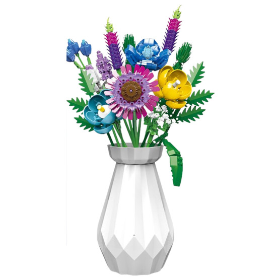 Construction Blocks Bouquet of Flowers in a White Vase 543 pcs.
