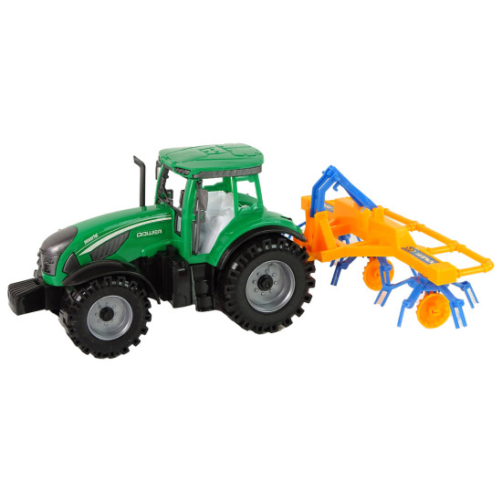 Green Tractor with Orange and Blue Rake Friction Drive