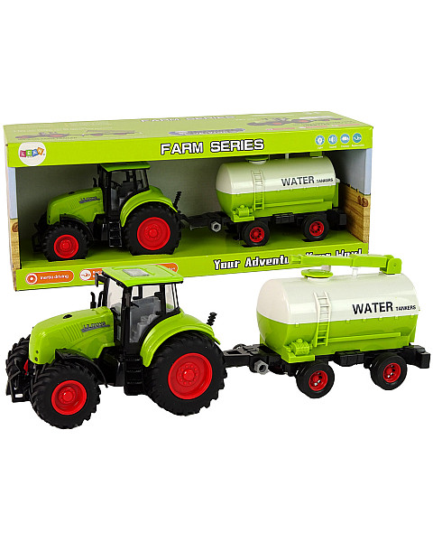 Traktors un piekabe ar lieliem riteņiem Green Farm