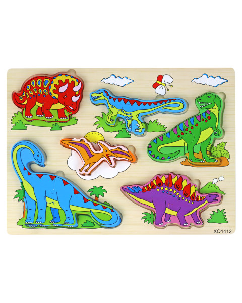 Koka 3D puzle bērniem Puzzle spēle Dinozauri Puzzle 11 gabali.