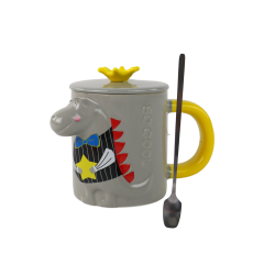 Pelēka krūze ar dinozauru 400 ml