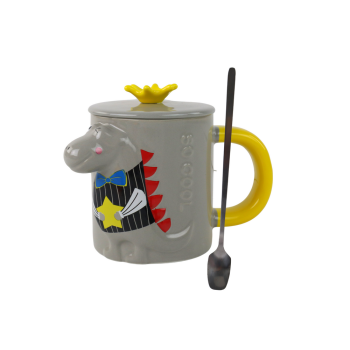 Pelēka krūze ar dinozauru 400 ml