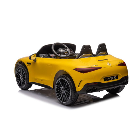 Dzeltens elektromobilis Mercedes AMG SL63 Elektriskās mašīnas bērniem