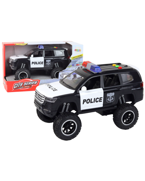 Braukšanas Offroad Raptor policijas melnā atvēršanas durvju skaņas gaisma