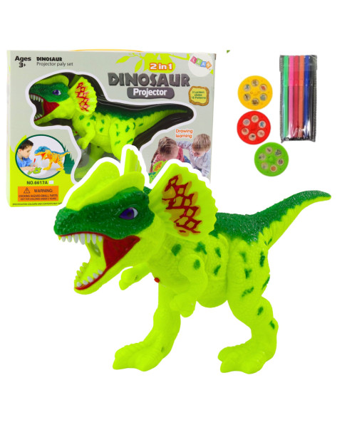 Zaļš dinozauru projektors ar pildspalvu