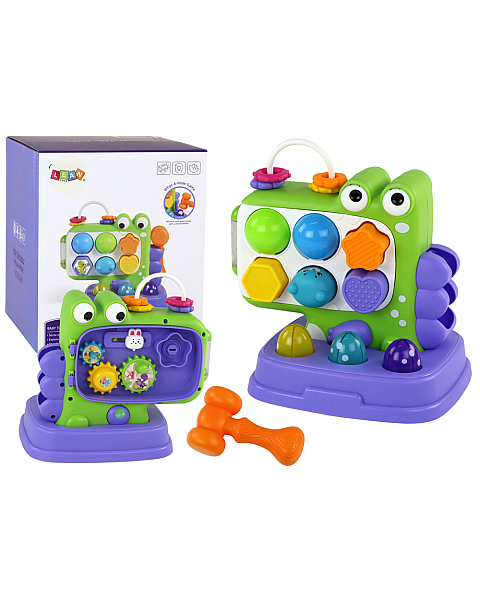 Violeta dinozauru izglītojoša galda Whack-A-Mole šķirošanas spēle bērniem