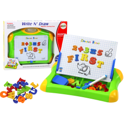 Magnētiskā mācību tāfele ar burtiem, cipariem, pildspalvu un sūkli