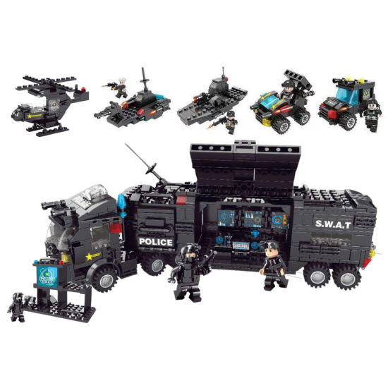 Construction Bricks Special Services Police Helicopter Boot MIX Set