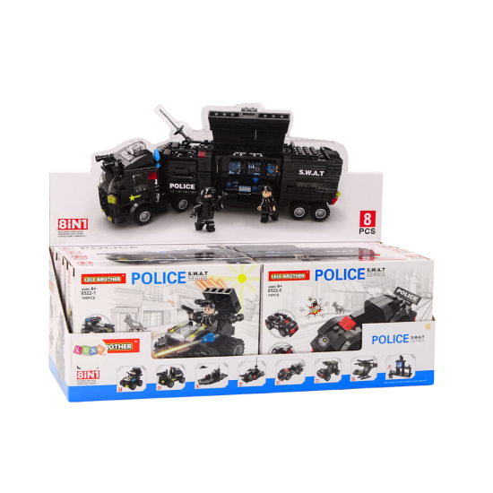 Construction Bricks Special Services Police Helicopter Boot MIX Set