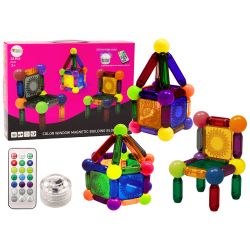 Magnētisko klucīšu komplekts ar gaismu, 32 elementi