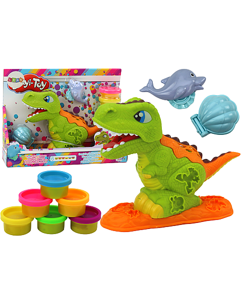 Plastilīna komplekts 6 krāsās ar dinozauru