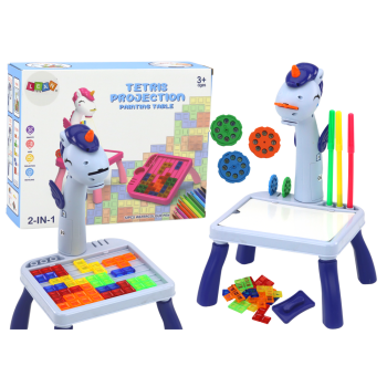 Mini projektors un Tetris galds 2in1, zils ar vienradzi
