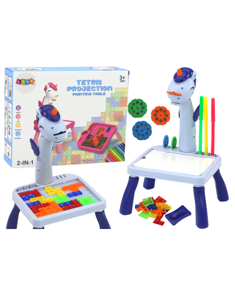 Mini projektors Tetris galds 2in1 Zils vienradzis