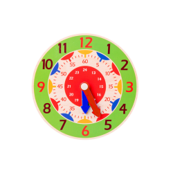 Wooden Clock Educational Hours Minutes Seconds Green