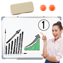 Magnētiska tāfele ar sūkli, 2 magnēti, 45 x 60 cm