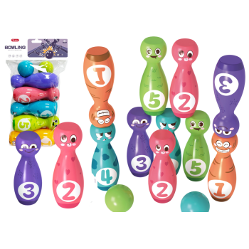 Smiley Balls boulinga komplekts, krāsains, 10 gab.