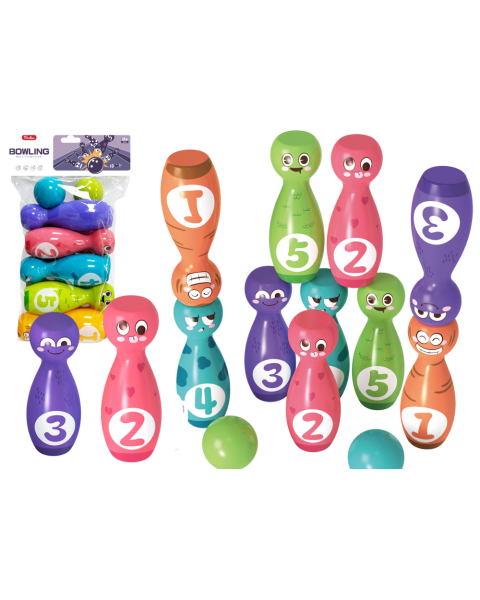 Smiley Balls boulinga komplekts, krāsains, 10 gab.