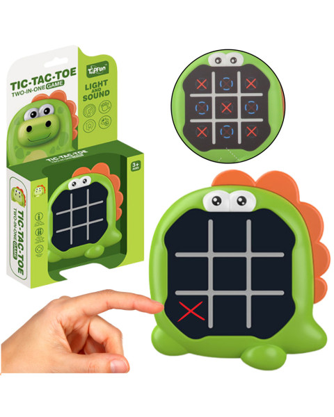 Zaļa elektroniskā spēle 3in1 Tic Tac Toe „Dinozaurs“